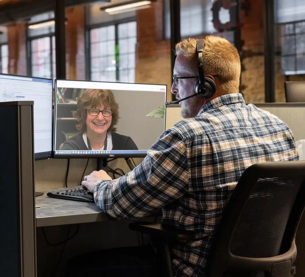 man on computer